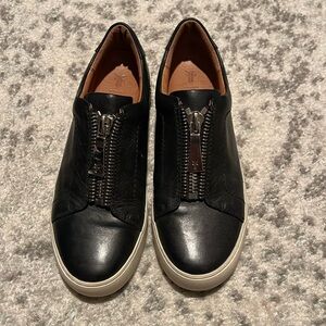 Frye zip black leather sneakers 6.5